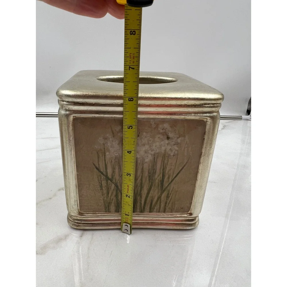 Croscill Home Orchids & Narcissus Gold Bathroom Set Tissue Box Toothbrush Holder